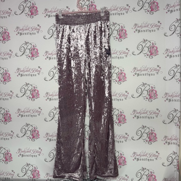 Playboy pants shiny pink velour, velvet with bunny logo embroidery on the side - Picture 10 of 10